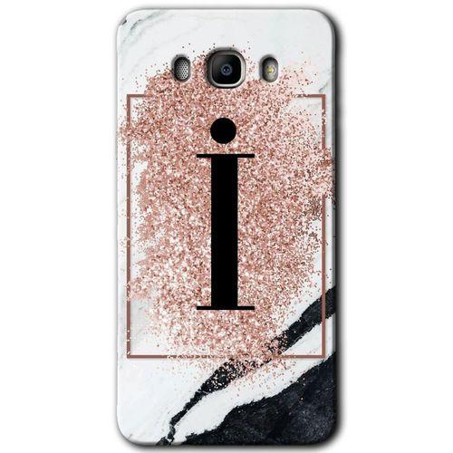 Potkal Hediye Fabrikası Samsung Galaxy J7 2016 Kılıf HD Desen Baskılı Arka Kapak - Pembe Mermer Desenli İ Harfi