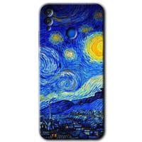 MRCİLETİSİM Honor 8x Kılıf HD Desen Baskılı Arka Kapak + Temperli Cam - Starry Night