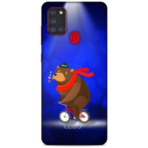 Samsung Galaxy A21s Kılıf FunnyMaX (43) Thin Fit Kılıf Lacivert Ayılı