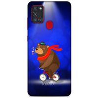 Samsung Galaxy A21s Kılıf FunnyMaX (43) Thin Fit Kılıf Lacivert Ayılı