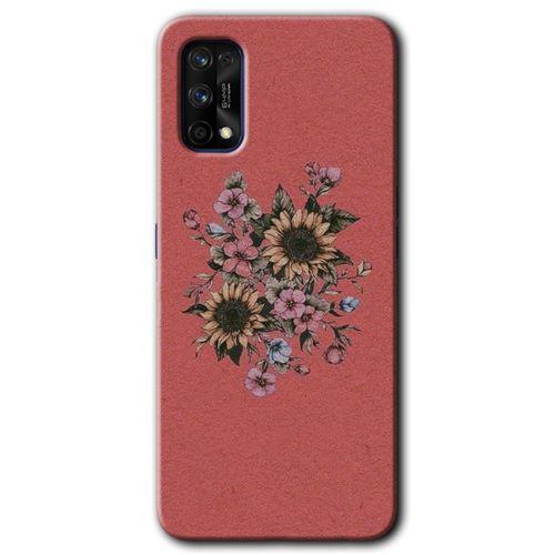Realme 7 Pro Kılıf HD Desen Baskılı Arka Kapak - Retro Çiçek + Kırılmaz Cam