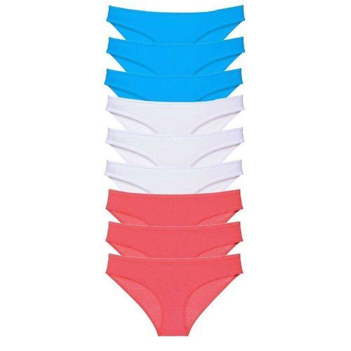 9 Adet Süper Eko Set Likralı Kadın Slip Külot Fuşya Beyaz Mavi