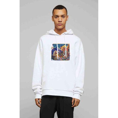 LED ZEPPELIN GROUP 2 METAL ROCK Baskılı Beyaz Erkek Kapşonlu Sweatshirt