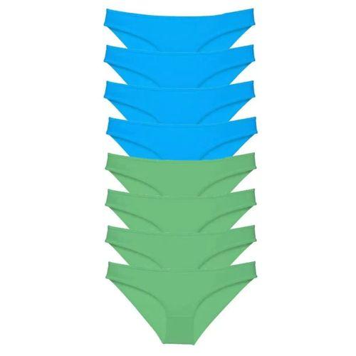 8 Adet Süper Eko Set Likralı Kadın Slip Külot Yeşil Ve Mavi