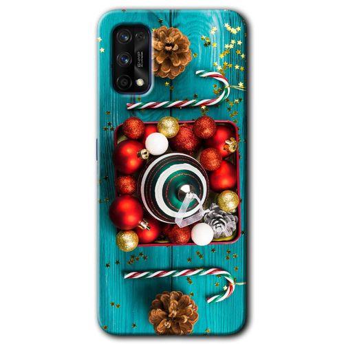 MRCİLETİSİM Realme 7 Pro Kılıf HD Desen Baskılı Arka Kapak + Temperli Cam - Christmas