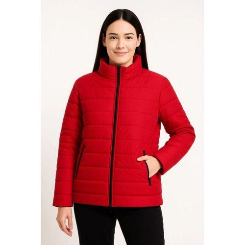 Bomber Mont Ceket – Su İtici Kumaş, Kapitone Astarlı, Fermuarlı, Kışlık - Kırmızı