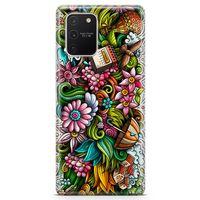 Samsung Galaxy A91 Kılıf Spring Doodle Arka Kapak Koruma Desenli Full Koruyucu