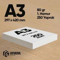 İnformal Fotokopi Kağıdı Premium Kalite A3 70 gr 250 Yaprak 1 Hamur