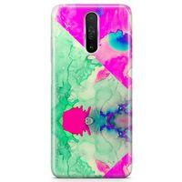 Xiaomi Redmi K30 Kılıf Yeşil Pembe Mermer Arka Kapak Koruma Desenli Full Koruyucu