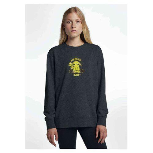 Pokemon Pikachu Gym Baskılı Füme Antrasit Kadın Sweatshirt
