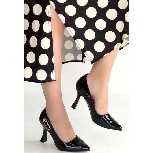 Cerin Siyah Rugan Topuklu Ayakkabı