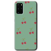 MRCİLETİSİM MRCİLETİSİM Samsung Galaxy S20 Plus Kılıf HD Desen Baskılı Arka Kapak + Temperli Cam - Kiraz Berry
