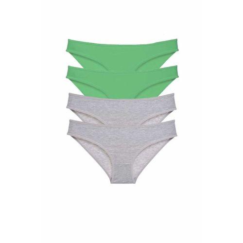 4 adet Süper Eko Set Likralı Kadın Slip Külot Yeşil Gri