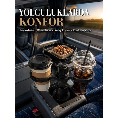 Araç Bardaklık Genişletici Çift Bardak Tutucu Ve Tepsili Düzenleyici