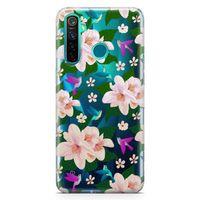 Realme 5 Pro Kılıf Karanfil Kuşlar Arka Kapak Koruma Desenli Full Koruyucu