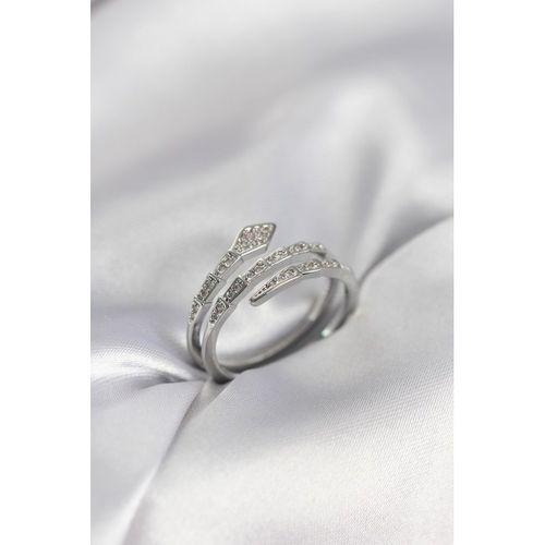 Yılan Model Gümüş Renk Zirkon Taşlı Kadın Yüzük