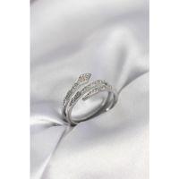 Yılan Model Gümüş Renk Zirkon Taşlı Kadın Yüzük