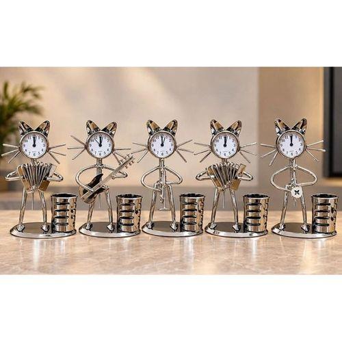 Metal Müzisyen Kedi Saatli Kalemlik Alk6229