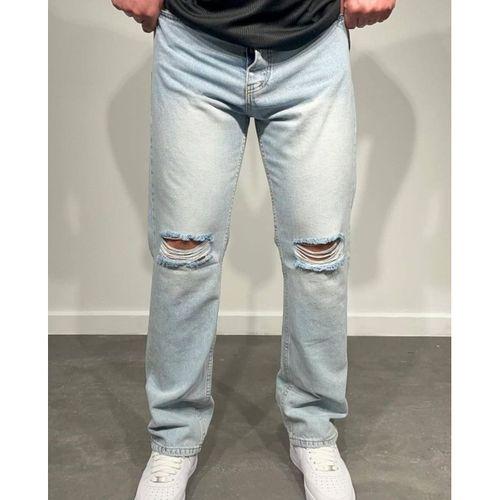 Erkek Dizi Yırtık Detaylı Baggy Jeans