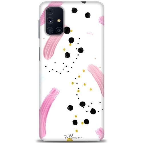 Samsung Galaxy M31S Kılıf HD Baskılı Kılıf - Pembe ve Benekler + Tam Ekran Koruyucu