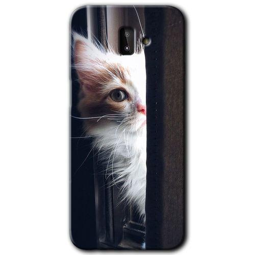 MRCİLETİSİM MRCİLETİSİM Samsung Galaxy J6 Plus Kılıf HD Desen Baskılı Arka Kapak + Temperli Cam - Kedi Bakışı