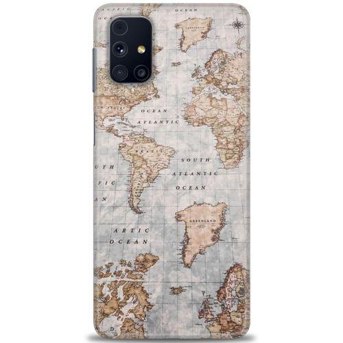 Samsung Galaxy M51 Kılıf HD Baskılı Kılıf - Dünya Haritası + Tam Ekran Koruyucu