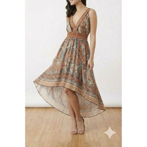 Kadın Askılı Derin Göğüs Detaylı Asimetrik Detaylı Süprem Elbise