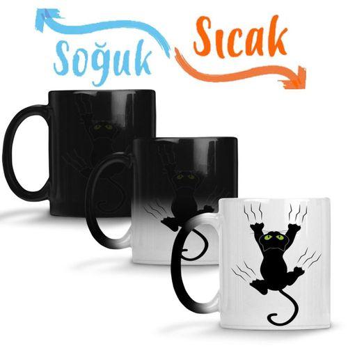 Gato Preto Cat Kedi Sihirli Kupa Bardak Porselen