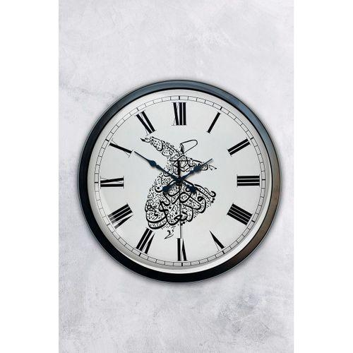 40 Cm Siyah Metal Mevlana Duvar Saati