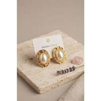 316L Gold Renk Gold Renk Vintage Beyaz İncili Model Küpe
