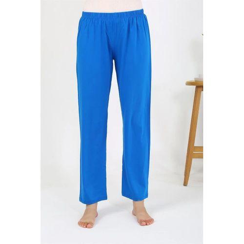 Kadın Penye Düz Tek Alt Pijama Mavi