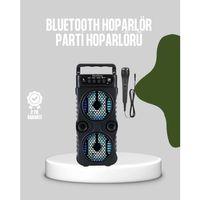 Bluetooth Bağlantılı Led Işıklı Taşınabilir Hoparlör – 1200 Mah Şarjlı, Fm Radyolu