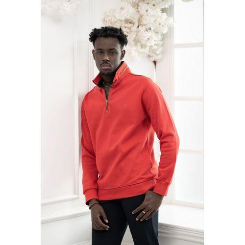 Regular Fit Biyeli Fermuarlı Dik Yaka Armürlü Pamuklu Sweatshirt