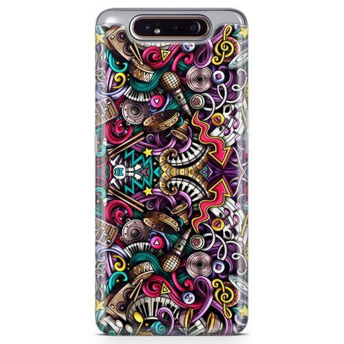 Samsung Galaxy A80 Kılıf Youtuber Doodle Arka Kapak Koruma Desenli Full Koruyucu