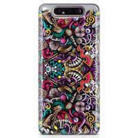 Samsung Galaxy A80 Kılıf Youtuber Doodle Arka Kapak Koruma Desenli Full Koruyucu