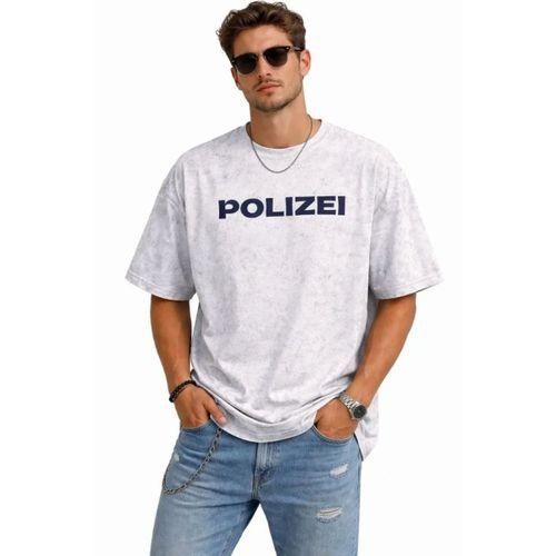 Erkek Asit Yıkamalı Oversize Tişört ön Ve Arkası Baskılı %100 Pamuk Street Style T-Shirt - Beyaz