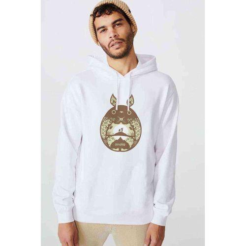 My Neighbor Komşum Totoro Baskılı Beyaz Erkek Kapşonlu Sweatshirt