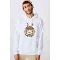 My Neighbor Komşum Totoro Baskılı Beyaz Erkek Kapşonlu Sweatshirt