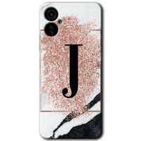 Tecno Camon 19 Neo Kılıf HD Desen Baskılı Arka Kapak - Pembe Mermer Desenli J Harfi