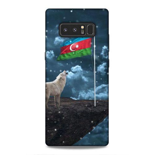 Samsung Galaxy Note 8 Uyumlu Kılıf Azarbaijan (25) Antişok Kapak Kurt Bayrak