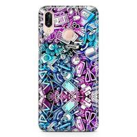 Huawei Nova 3e Kılıf Bankacı Doodle Arka Kapak Koruma Desenli Full Koruyucu