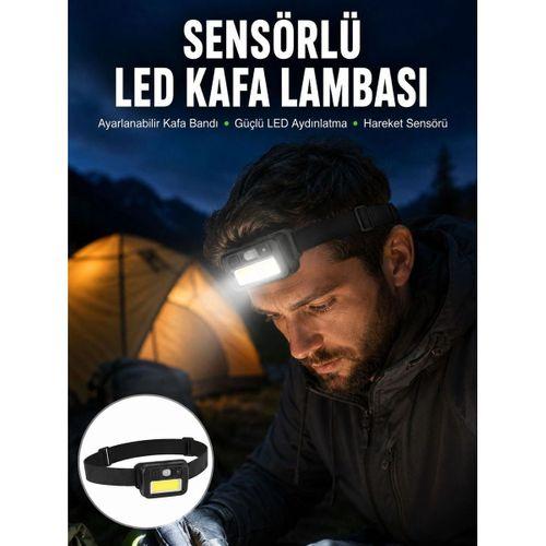 Sensörlü Kamp Lambası Ayarlanabilir Kafa Lambası Kafa Bantlı Yeni Nesil