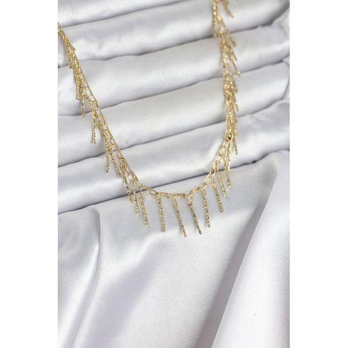 Pirinç Gold Renk Saçaklı Model Kadın Kolye