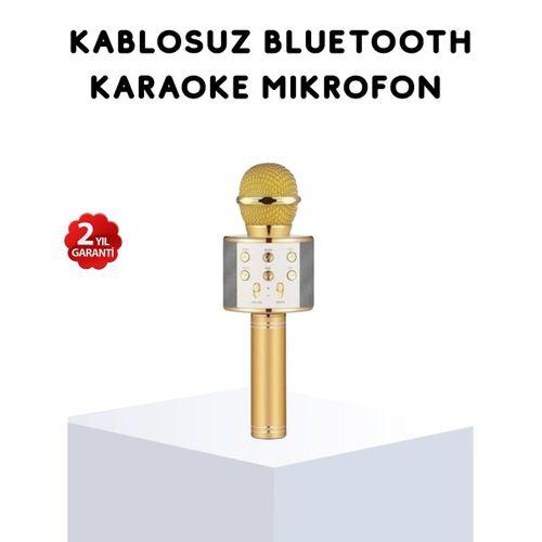 Karaoke Mikrofonu Bluetooth Usb Aux Girişli Yankı Efektli