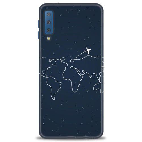 Samsung Galaxy A7 2018 Kılıf HD Baskılı Kılıf - Uçak ve Dünya + Tam Ekran Koruyucu