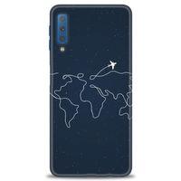 Samsung Galaxy A7 2018 Kılıf HD Baskılı Kılıf - Uçak ve Dünya + Tam Ekran Koruyucu
