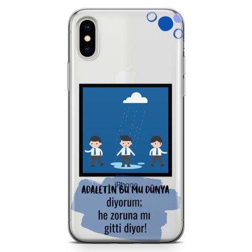 Apple iPhone XS Kılıf Adaletin Bumu Dünya Arka Kapak Koruma Desenli Full Koruyucu