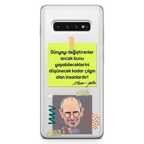 Samsung Galaxy S10 Kılıf Caps Steve Jobs Arka Kapak Koruma Desenli Full Koruyucu