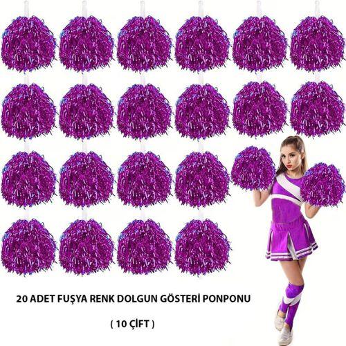 10 Çift ( 20 Adet ) Fuşya Renk 23 Nisan 19 Mayıs 29 Ekim Okul Gösteri Ponponları