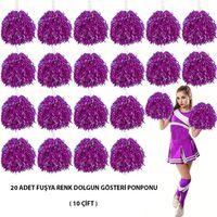 10 Çift ( 20 Adet ) Fuşya Renk 23 Nisan 19 Mayıs 29 Ekim Okul Gösteri Ponponları